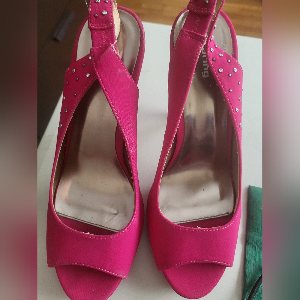 SPRING open toe heels -.Fuschia.Pink -Size 40/9